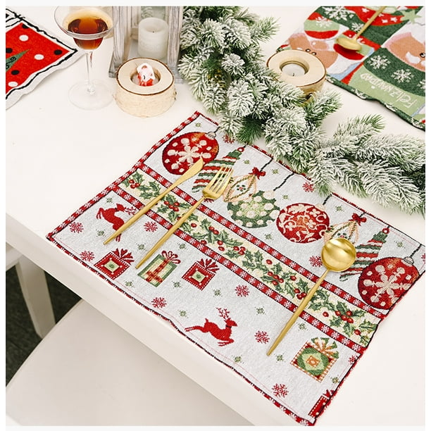 Long Cotton Linen Christmas Santa Table Runner Placemat Home Xmas Decoration NEW 